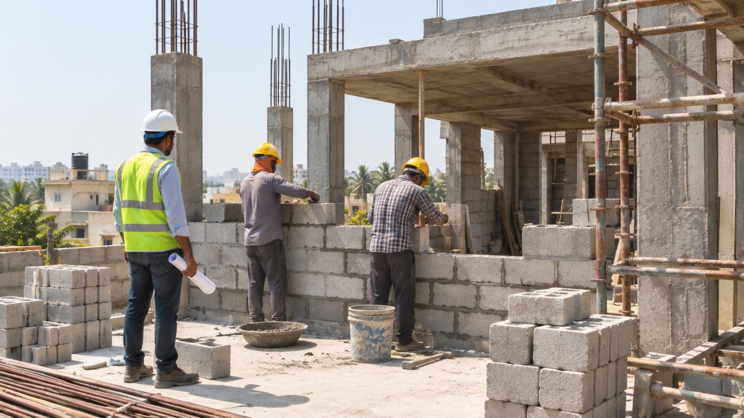 Pallavi Constructions team at work on a north Bengaluru residential site